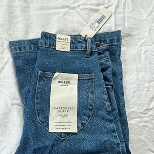 Brand new Rolla’s high rise Eastcoast flare jeans in size 27 in shade Sadie blue